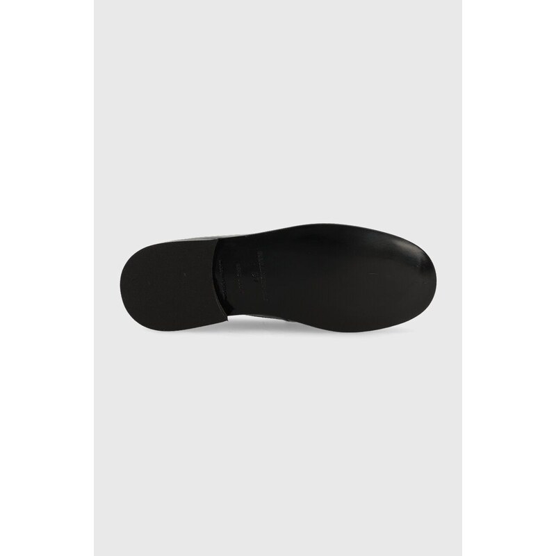 Kožené mokasíny Karl Lagerfeld MOKASSINO II dámské, černá barva, na plochém podpatku, KL41430