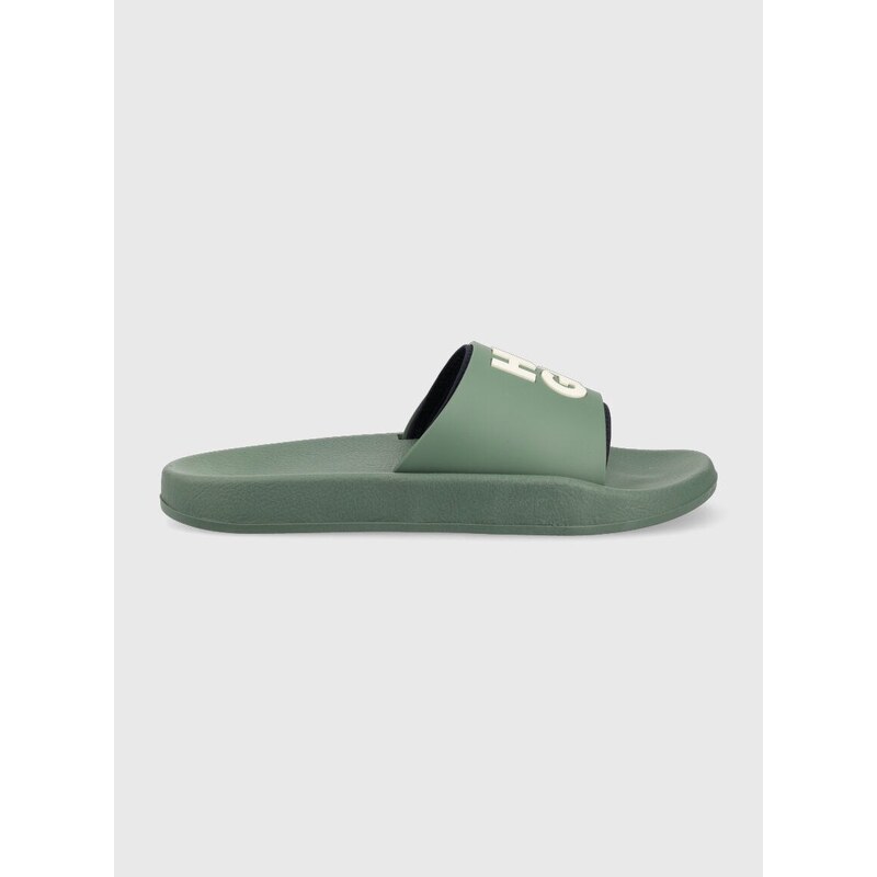 Pantofle HUGO Nil pánské, zelená barva, 50497864