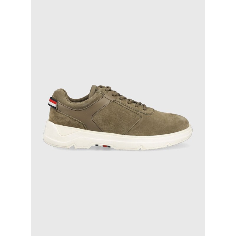 Semišové sneakers boty Tommy Hilfiger CORE HILFIGER SUEDE zelená barva, FM0FM04592