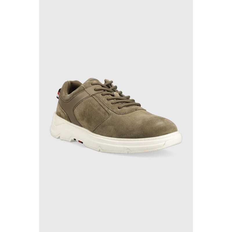 Semišové sneakers boty Tommy Hilfiger CORE HILFIGER SUEDE zelená barva, FM0FM04592