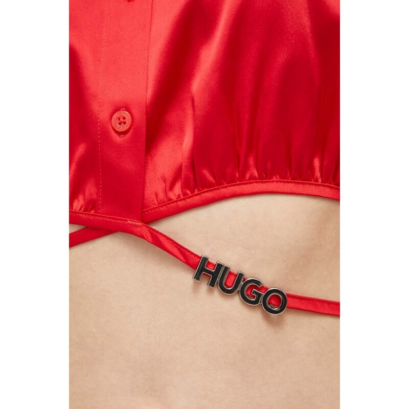 Košile HUGO dámská, červená barva