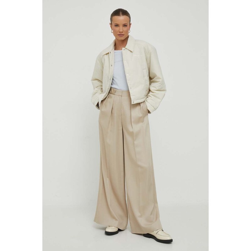 Bunda Calvin Klein Jeans dámská, béžová barva, přechodná
