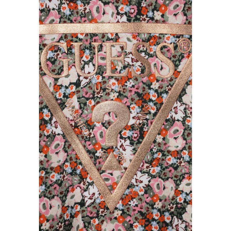 Dětská bavlněná mikina Guess růžová barva, vzorovaná