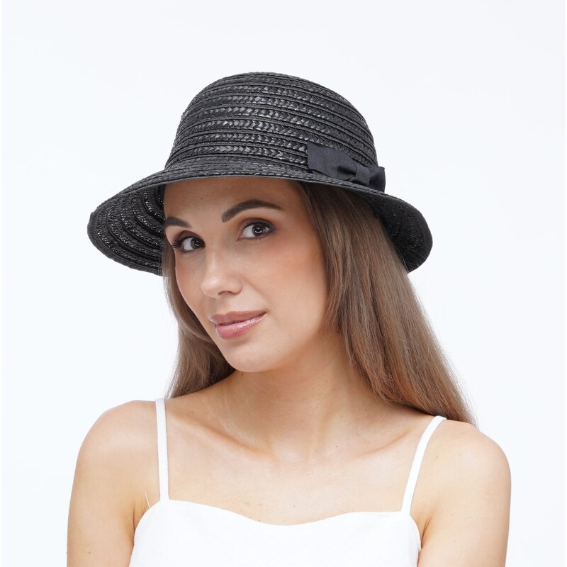KRUMLOVANKA Letní dámský klobouk s rozšířeným kšiltem Fa-43510 černý