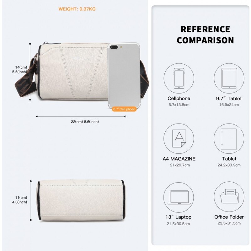 Miss Lulu Kabelka crossbody kožená white