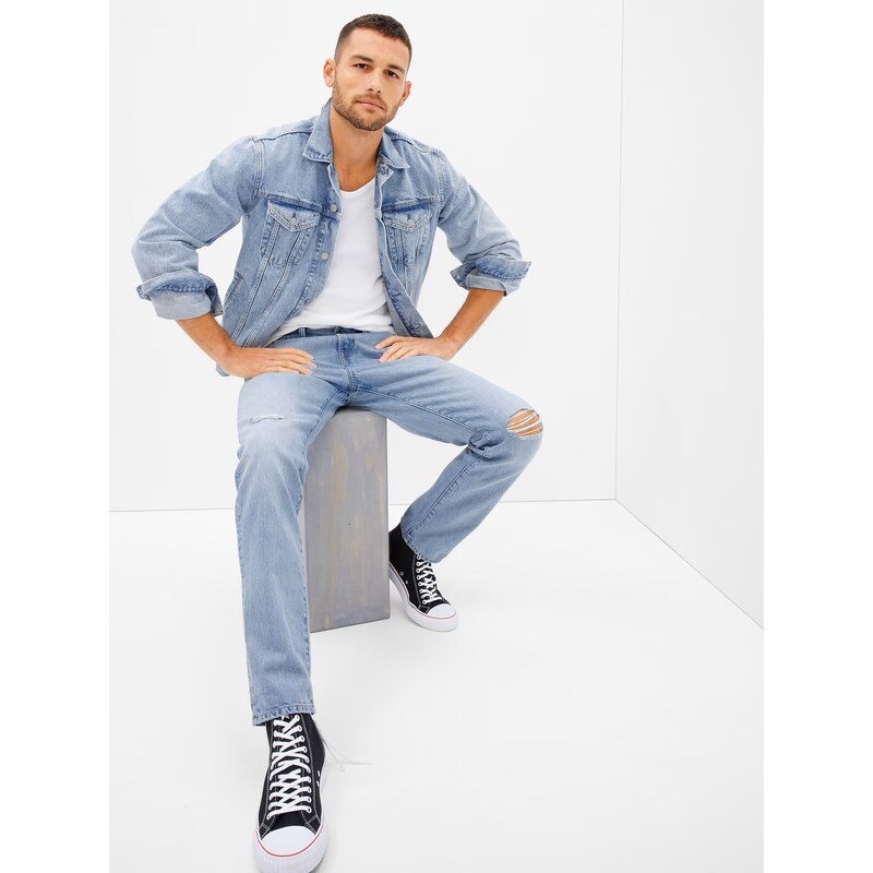 GAP Džíny straight taper logan destroy - Pánské