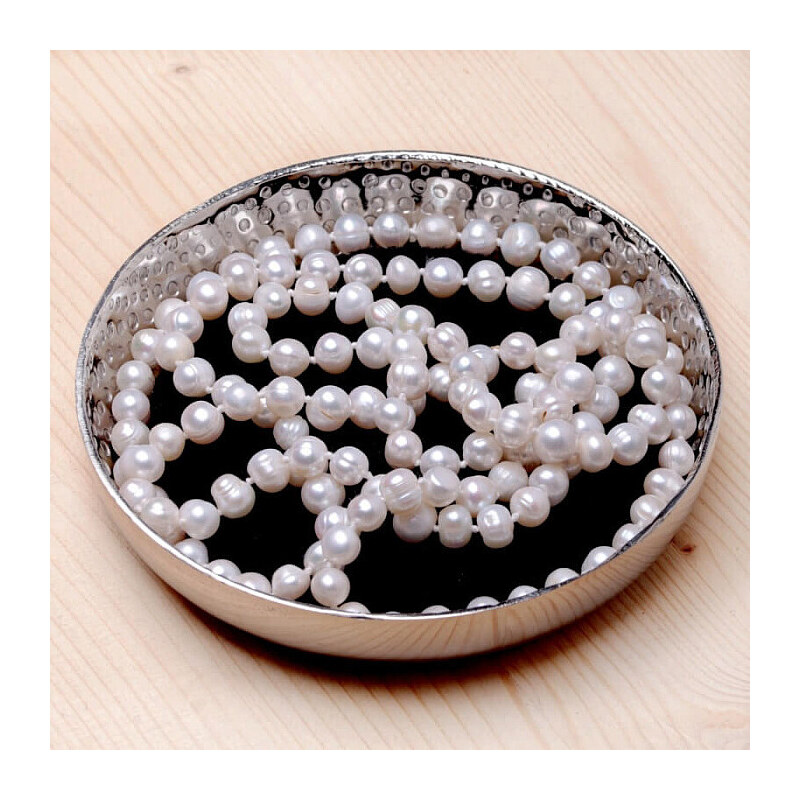 Nefertitis Exkluzivní dámský perlový náhrdelník z bílých perel 158 cm - délka cca 158 cm