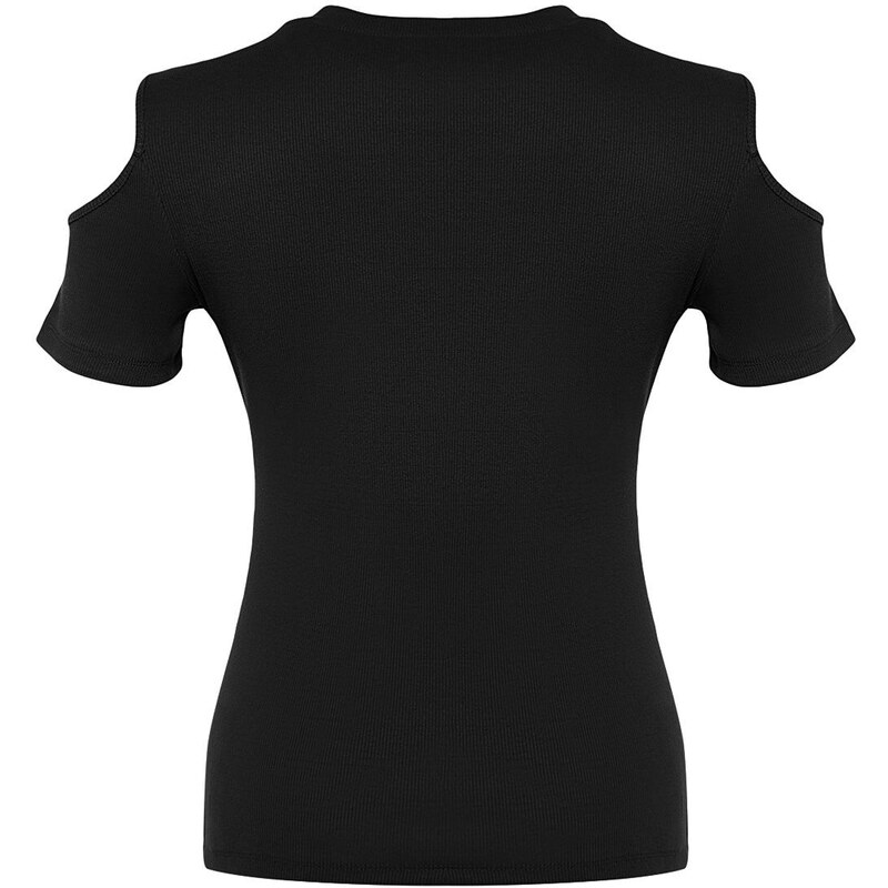 Trendyol Curve Black Knitted Cut-Out Detailed Knitted Blouse