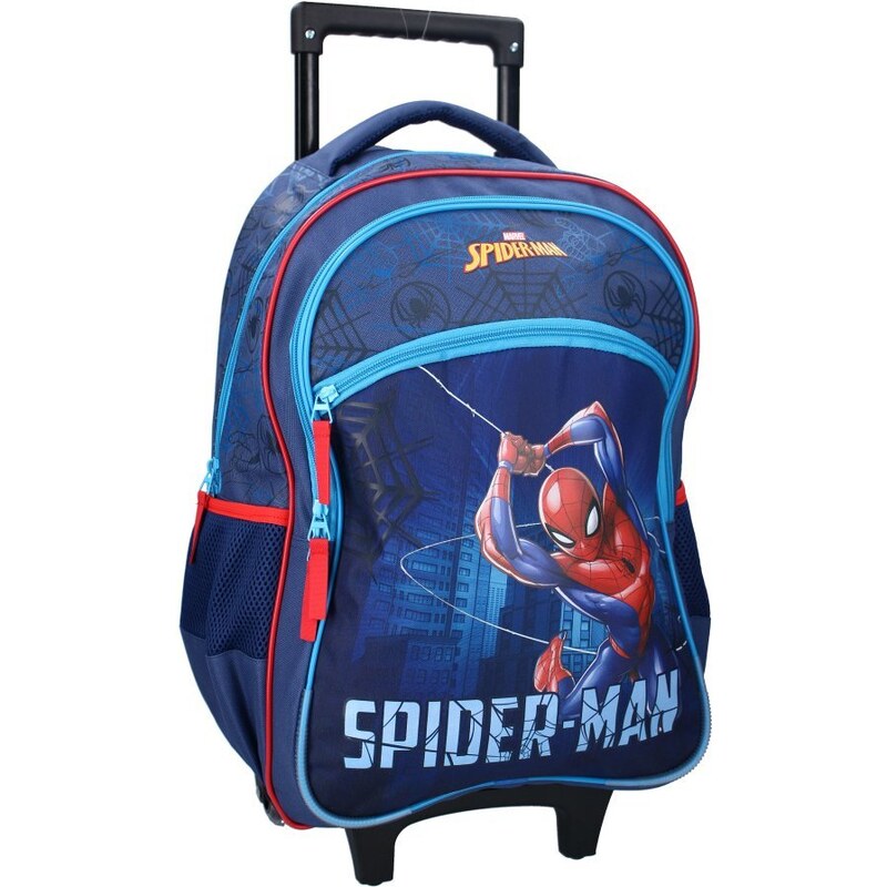 Vadobag Dětský / chlapecký cestovní kufr na kolečkách s přední kapsou Spiderman - 45L