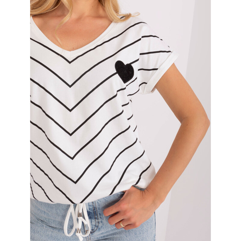 RELEVANCE Černo-bílé pruhované tričko s vázáním v pase --white-black Pruhovaný vzor