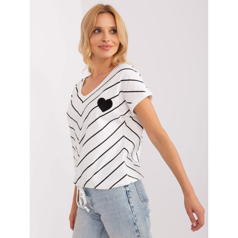 RELEVANCE Černo-bílé pruhované tričko s vázáním v pase --white-black Pruhovaný vzor