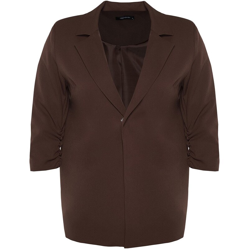 Trendyol Curve Brown Collar Detailed Jacket