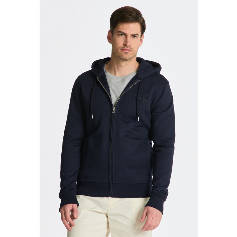 MIKINA GANT REG TONAL SHIELD FULL ZIP HOODIE EVENING BLUE