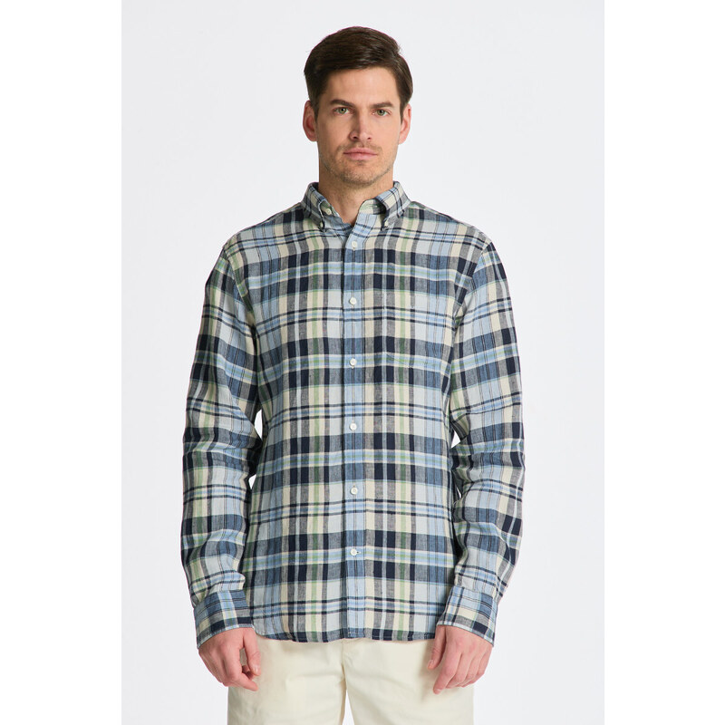 KOŠILE GANT REG LINEN MADRAS SHIRT modrá L