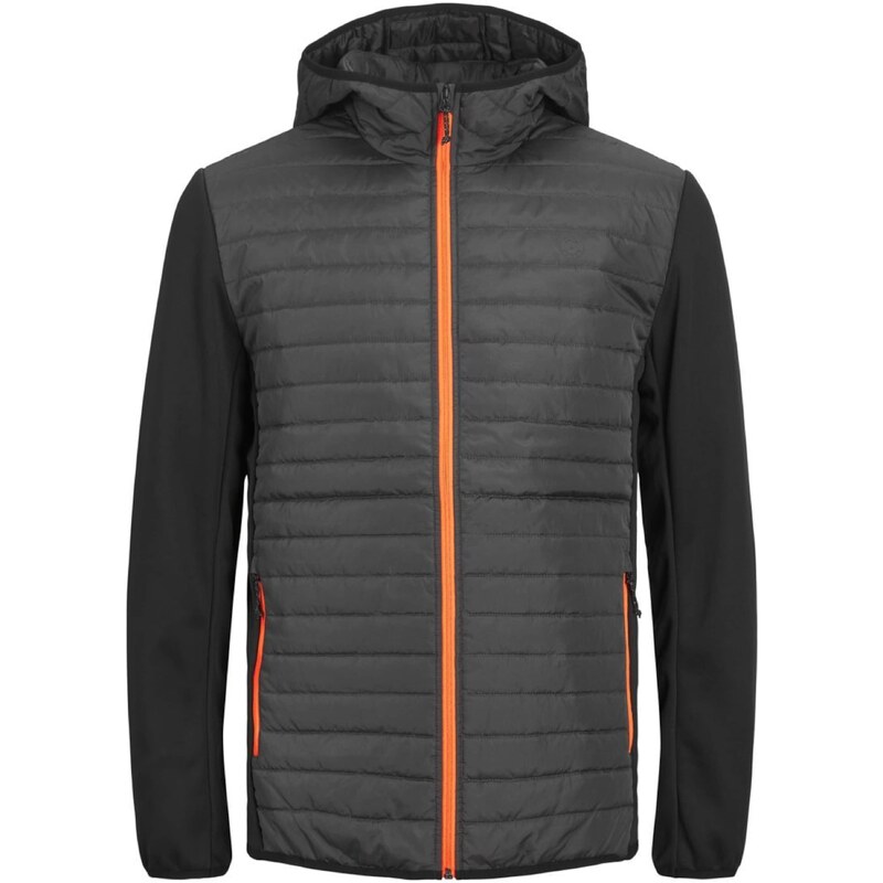 JACK & JONES Přechodná bunda tmavě šedá / oranžová / černá
