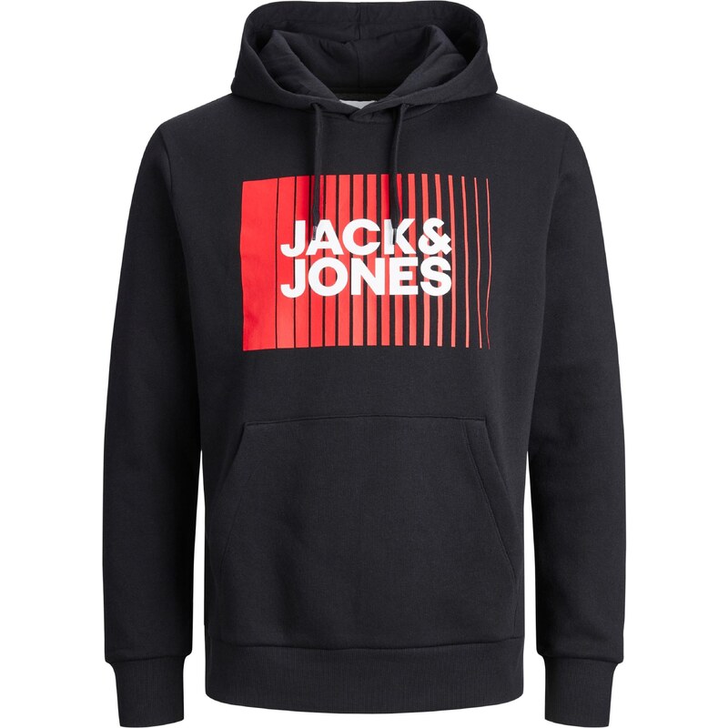 JACK & JONES Mikina JJECorp brusinková / černá / bílá
