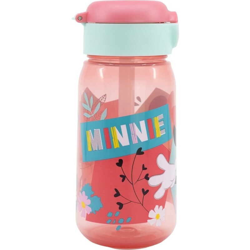 Stor Plastová láhev na pití s brčkem a víčkem Minnie Mouse - 510 ml