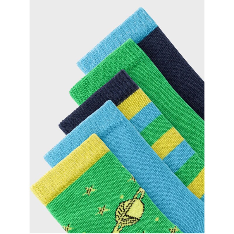 Sada pěti párů dětských ponožek v modré a zelené barvě name it Vagn - Holky