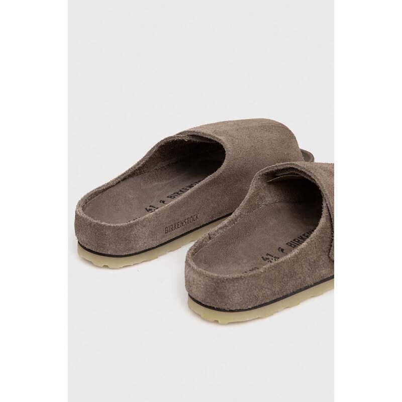 Semišové pantofle Birkenstock x Fear Of God pánské, šedá barva, 1024729-dgrey