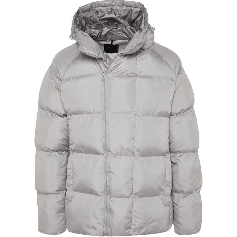 Trendyol světle šedá oversize větruodolná zimní bunda