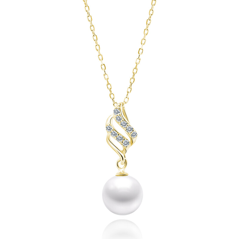Olivie Stříbrný náhrdelník BÍLÁ PERLA GOLD 7521