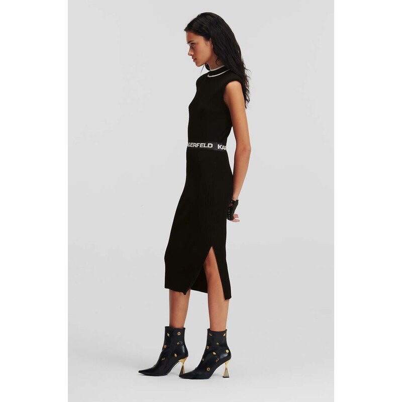 Šaty Karl Lagerfeld černá barva, midi