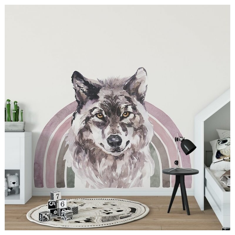 Gario Dětská nálepka na zeď Rainbow animals - vlk Barva: B, Rozměry: 98 x 75 cm