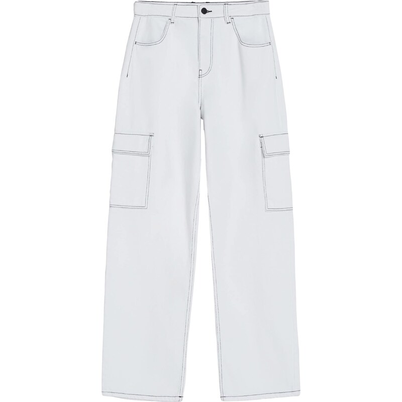 Bershka Džíny s kapsami offwhite 109590723