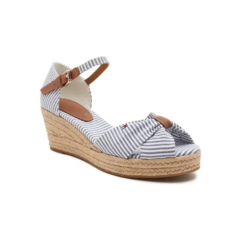 Tommy Hilfiger Boty na klínku HIGH WEDGE SEERSUCKER s přídavkem kůže