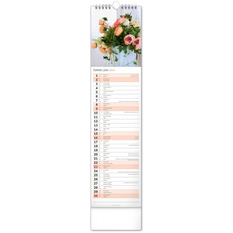PRESCO GROUP, a.s. Nástěnný kalendář Květiny – Kvety - vázanka 2024 PGN-32440-L-24
