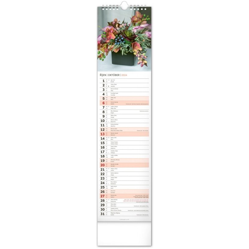 PRESCO GROUP, a.s. Nástěnný kalendář Květiny – Kvety - vázanka 2024 PGN-32440-L-24