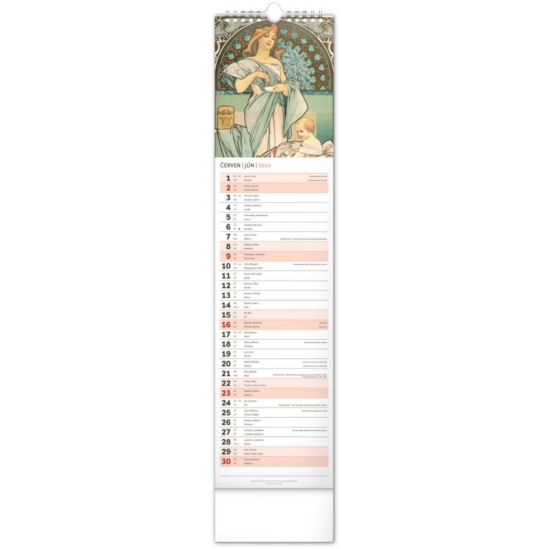 PRESCO GROUP, a.s. Nástěnný kalendář Alfons Mucha - vázanka 2024 PGN-32462-L-24