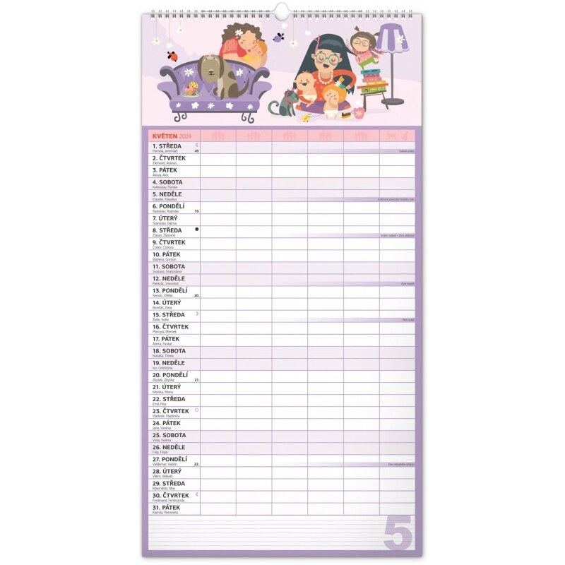 PRESCO GROUP, a.s. Nástěnný kalendář Rodinný plánovací XXL 2024 PGN-32496-24
