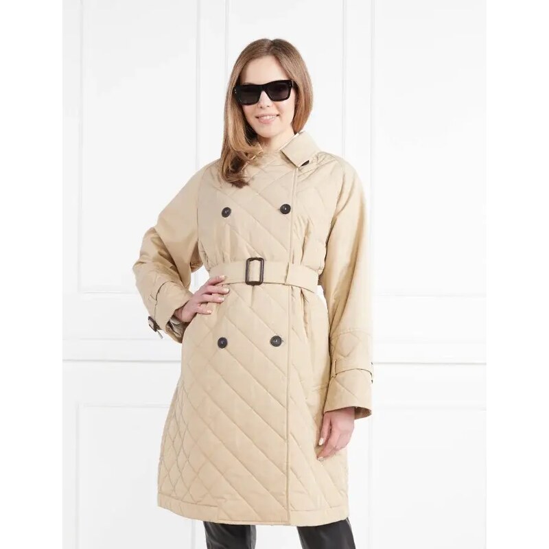 Weekend MaxMara Kabát BEIGE - Quilted coat s přídavkem vlny a kašmíru