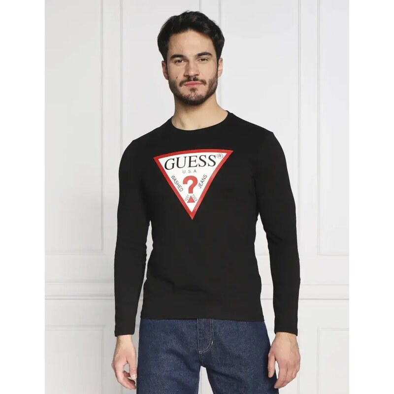 GUESS Tričko s dlouhým rukávem ORIGINAL LOGO | Slim Fit