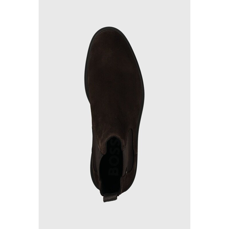 Semišové kotníkové boty BOSS Calev pánské, hnědá barva, 50497739