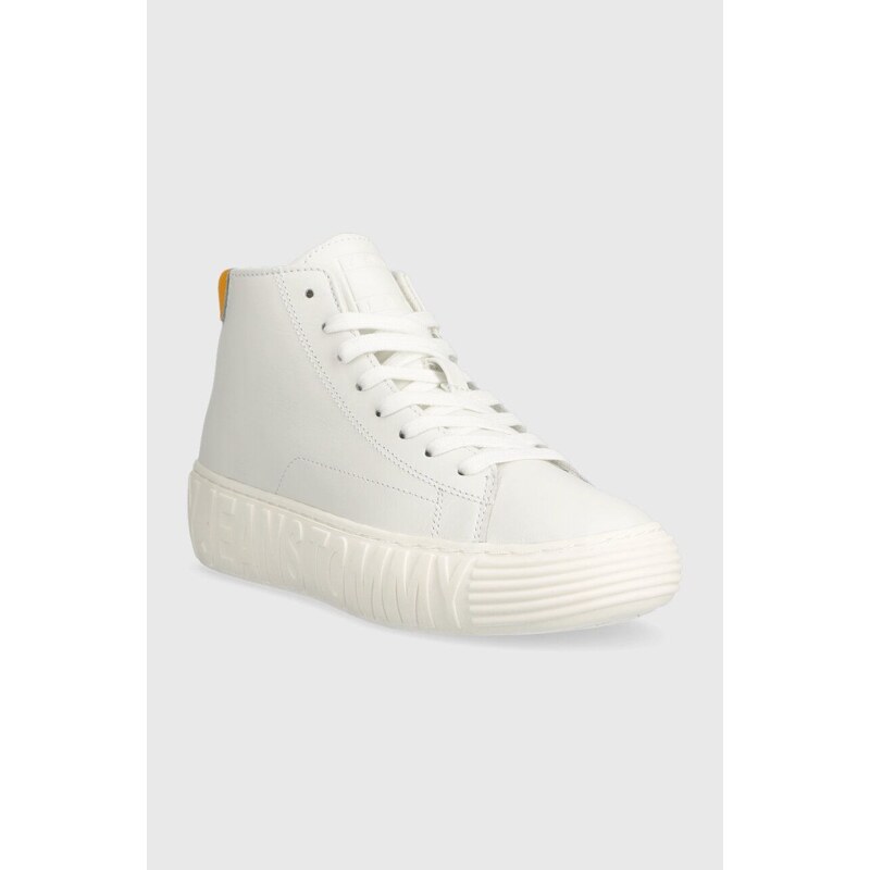 Kožené sneakers boty Tommy Jeans TJW NEW CUPSOLE LEATHER bílá barva, EN0EN02213