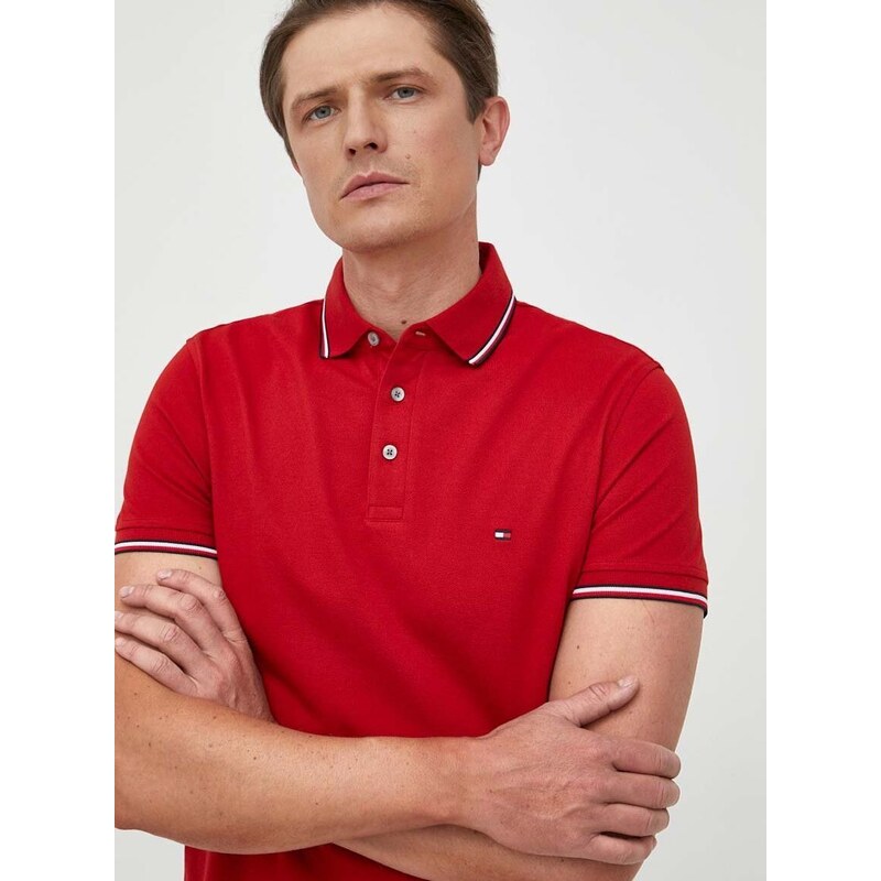 Polo tričko Tommy Hilfiger červená barva