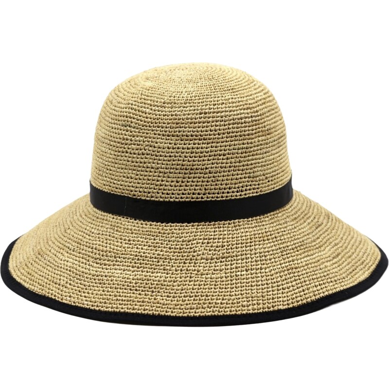 Dámský slaměný klobouk crochet s velkou tvarovatelnou krempou - Marone