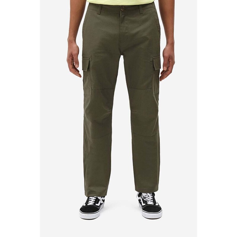 Bavlněné kalhoty Dickies zelená barva, jednoduché, DK0A4XDUMGR-GREEN