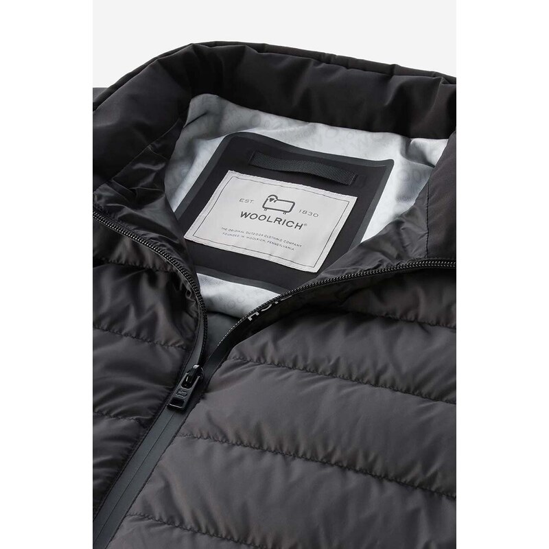 Péřová bunda Woolrich Bering Tech Jacket CFWOOU0697MRUT2635 100 pánská, černá barva, zimní