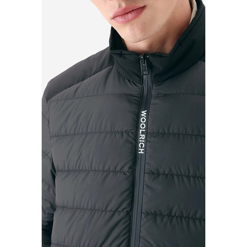 Péřová bunda Woolrich Bering Tech Jacket CFWOOU0697MRUT2635 100 pánská, černá barva, zimní