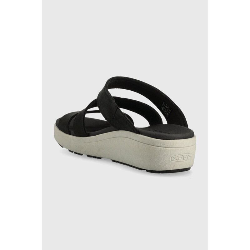 Semišové pantofle Keen dámské, černá barva, na klínku, 1027271-black