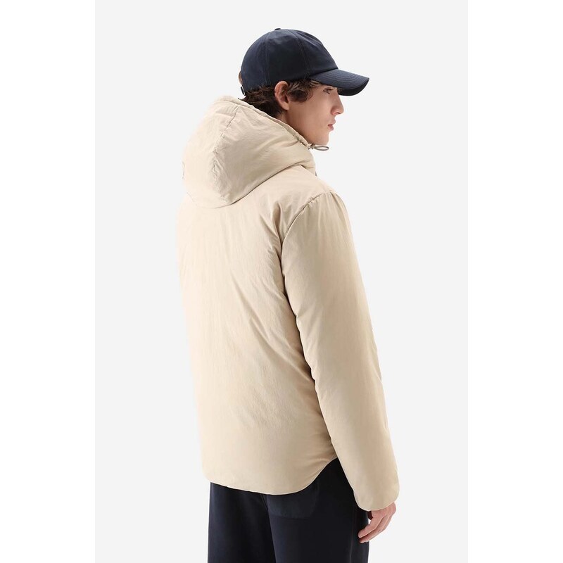 Péřová bunda Woolrich Eco Aleutian Jacket CFWOOU0715MRUT3327 4377 pánská, béžová barva, zimní