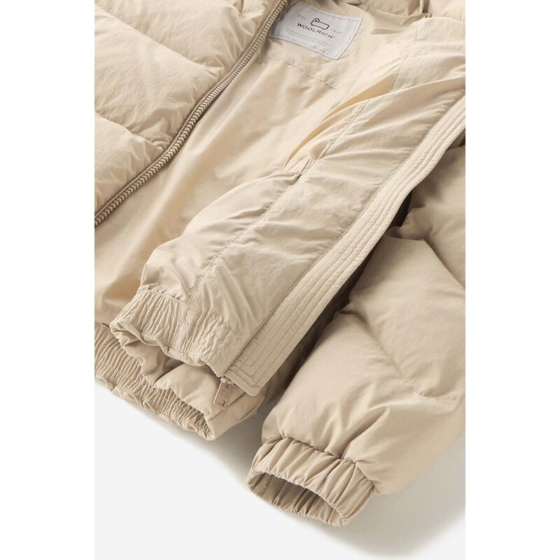 Péřová bunda Woolrich Eco Taslan Jacket CFWWOU0795FRUT3327 4377 dámská, béžová barva, zimní