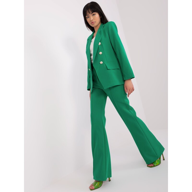 Fashionhunters Zelený dámský elegantní set se kabátkem