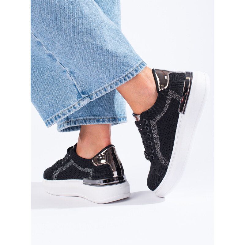 Textile sneakers on the Shelvt platform black