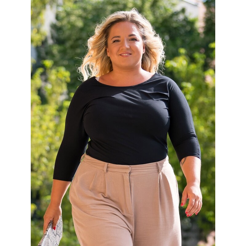 Dámské bavlněné triko Plus Size CityZen s elastanem černá