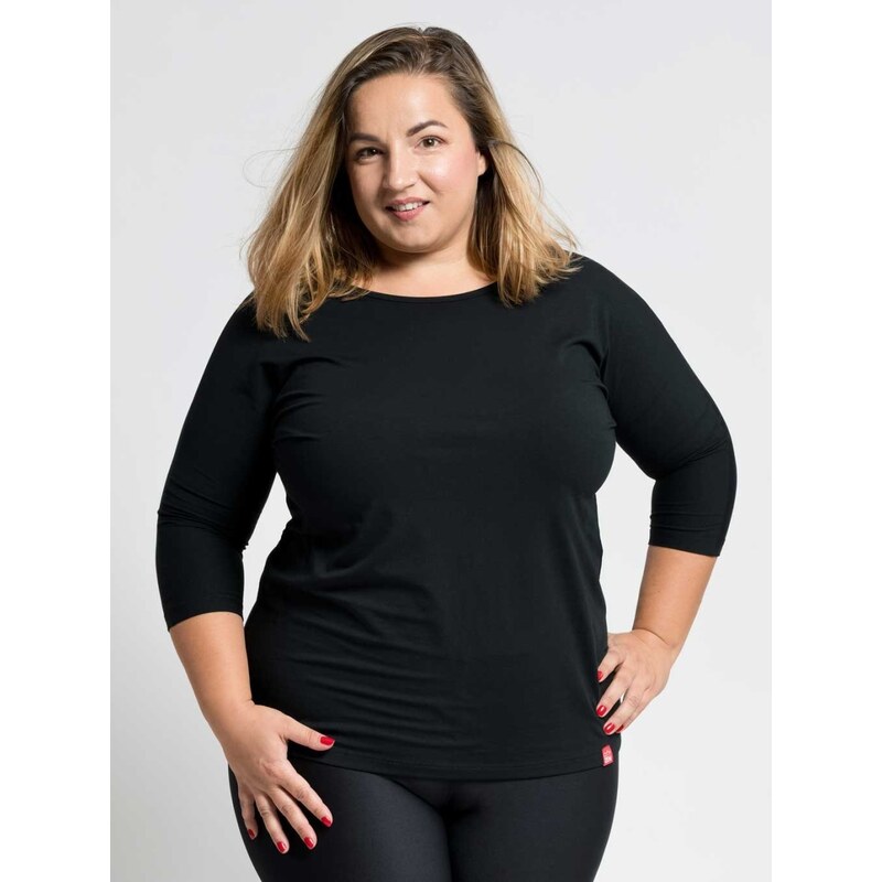 Dámské bavlněné triko Plus Size CityZen s elastanem černá