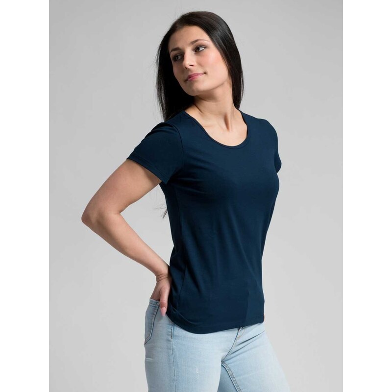 Dámské bavlněné triko CityZen klasické s elastanem tmavě modrá